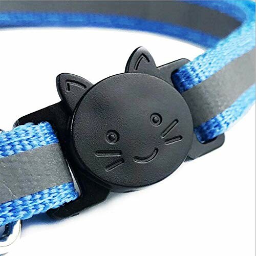 Blue cat collar with a cat-shaped buckle