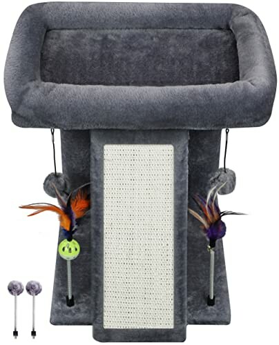 Cat tower with scratch post and toys