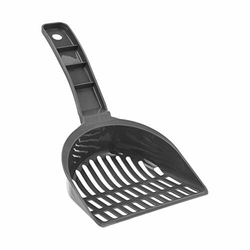 Gray plastic litter scoop with slotted design