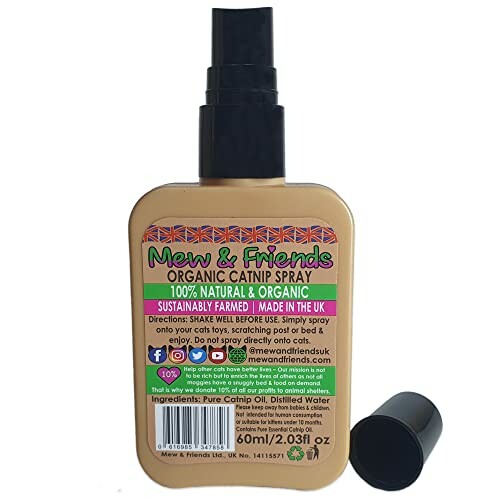 Mew & Friends Organic Catnip Spray bottle with cap off