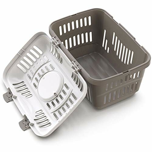 Open plastic storage basket with lid.