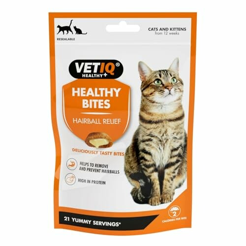 VetIQ Healthy Bites Hairball Relief cat treats package.